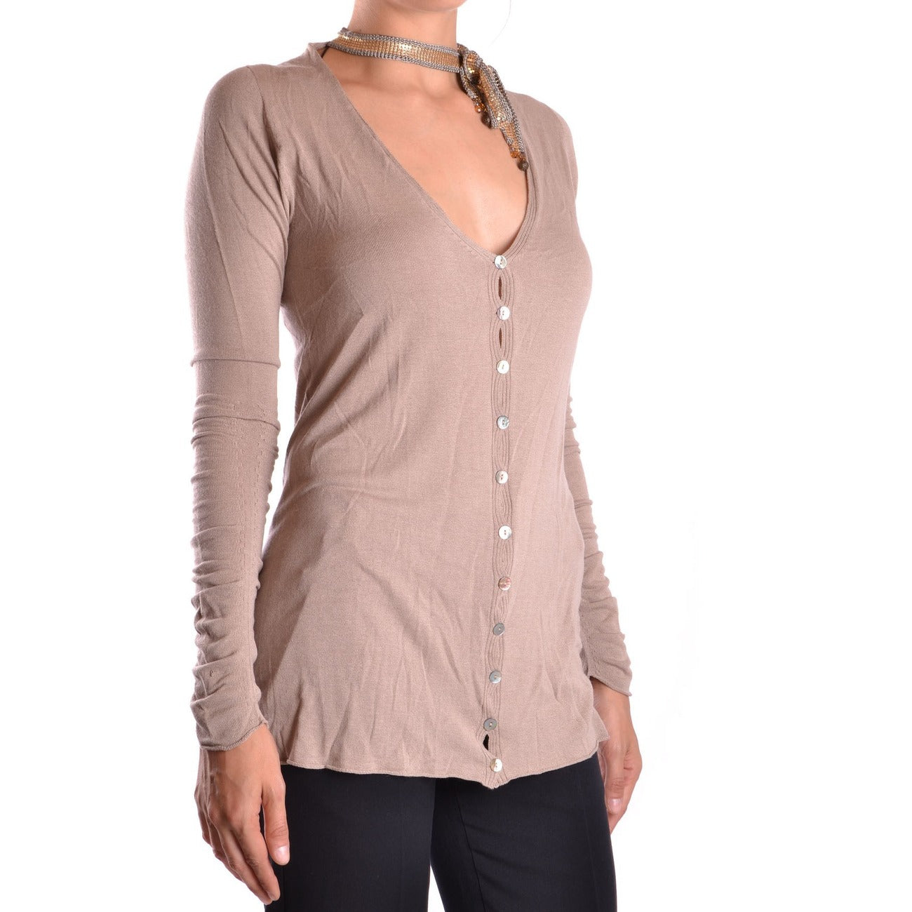 2422972 Pinko Cardigan Beige Viscosa Made Italy Donna