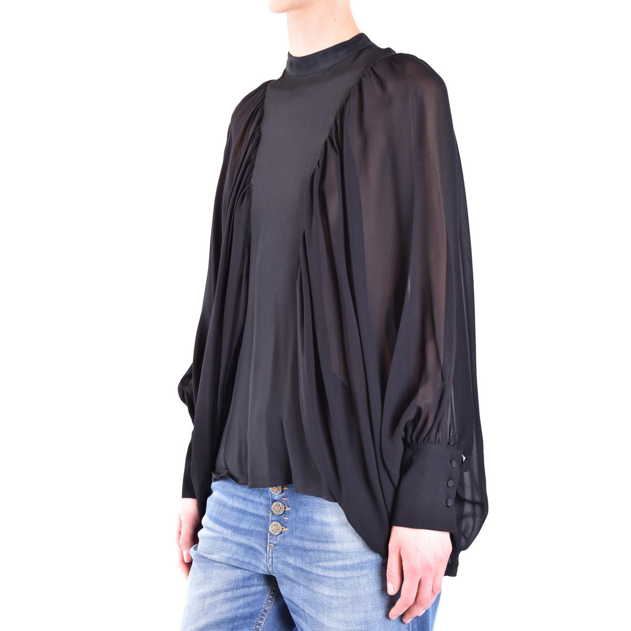 2433294 Dondup Blouse Nera Acetato Seta Donna