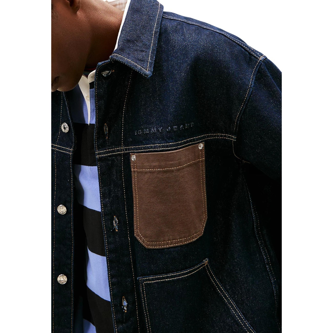 2447991 Tommy Hilfiger Jeans Giubbotto Blu Cotone Organico Uomo