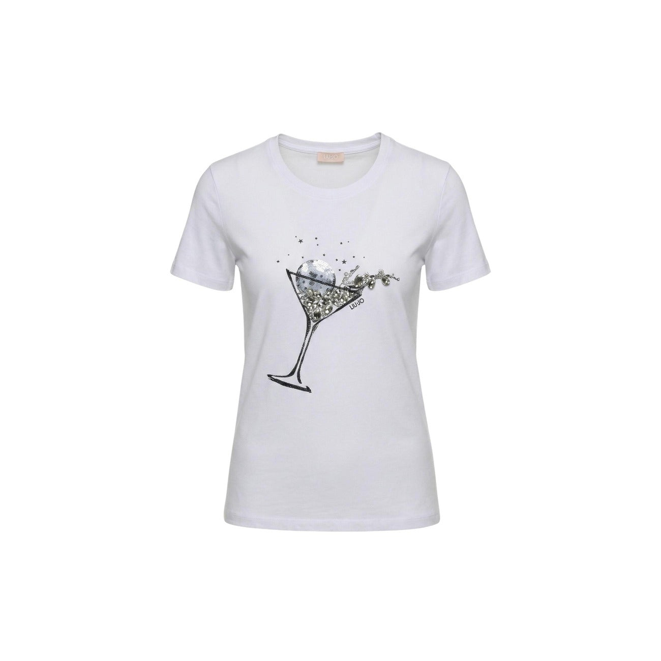 2456818 Liu Jo T-Shirt Bianca Stampa Cotone Donna