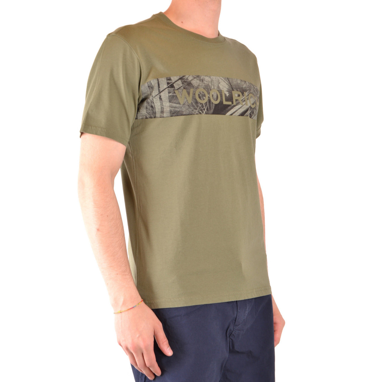 2425321 Woolrich T-Shirt Verde Stampa Uomo