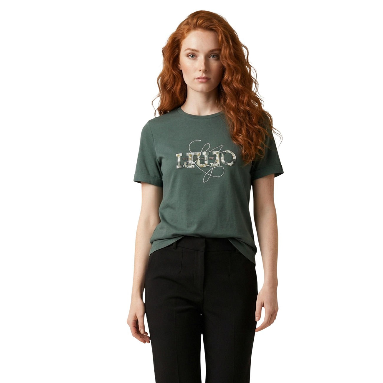 515641 Liu Jo T-Shirt Verde Stampa Donna