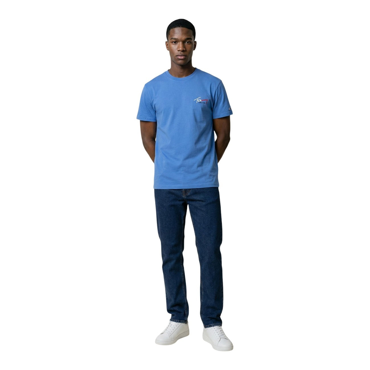 2458755 Tommy Hilfiger Jeans T-Shirt Turchese Cotone Organico Scollo Tondo Uomo