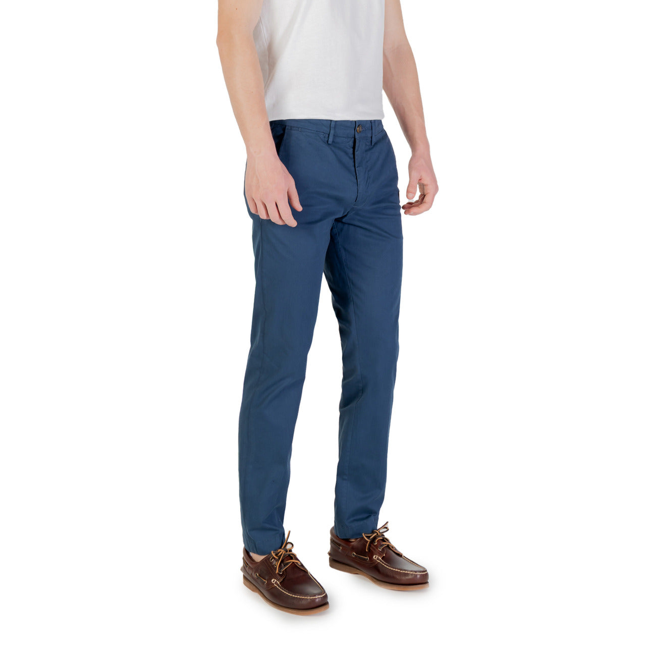 2421743 Borghese Pantaloni Blu Monocromo Cotone Elastan Uomo