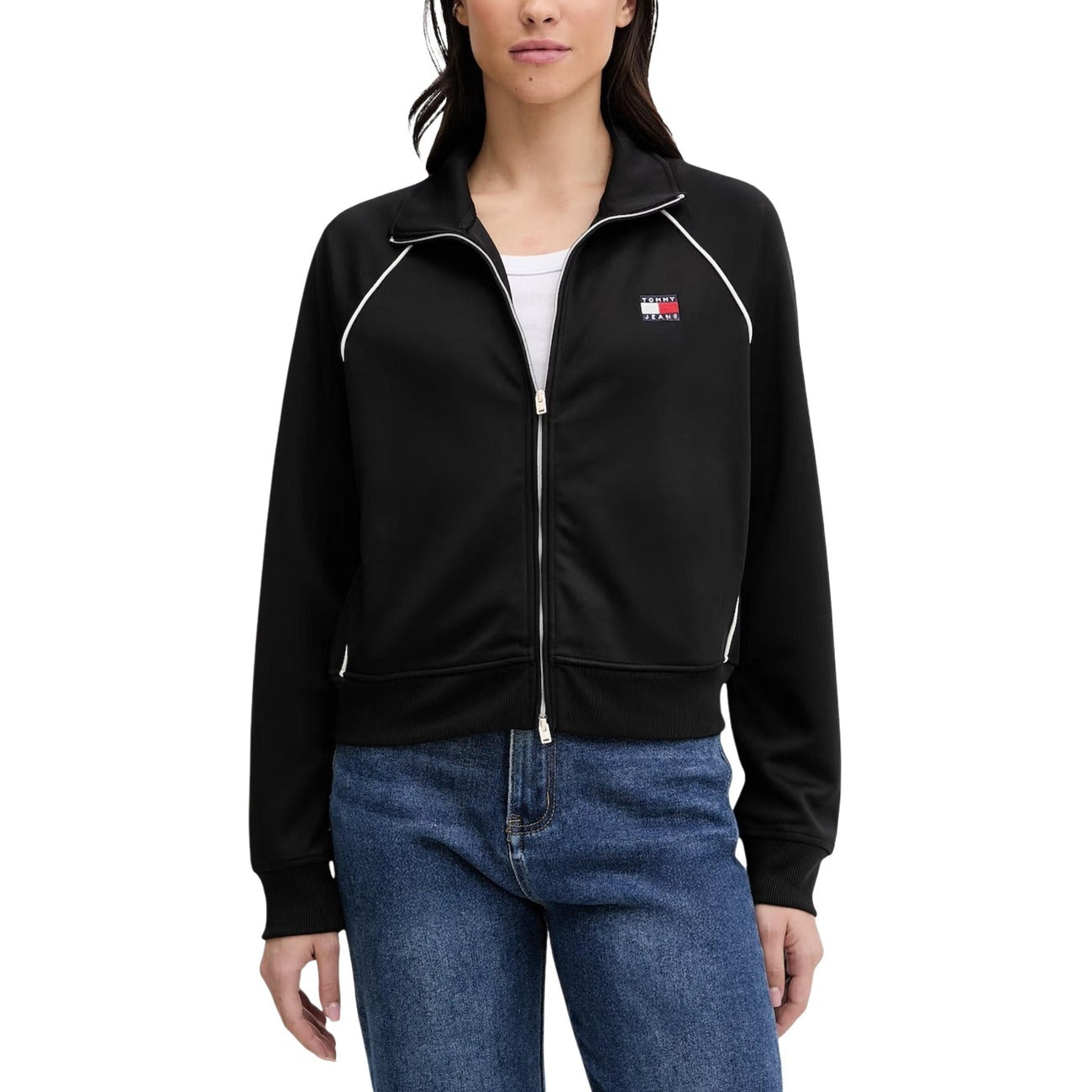 2451775 Tommy Hilfiger Jeans Felpa Donna Nera Poliestere Zip