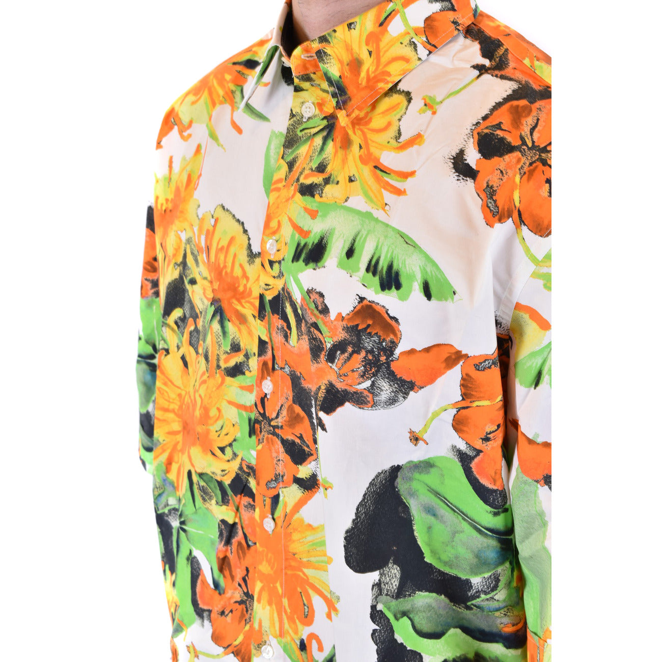 2430892 MSGM Camicia Bianco Floreale Cotone Uomo