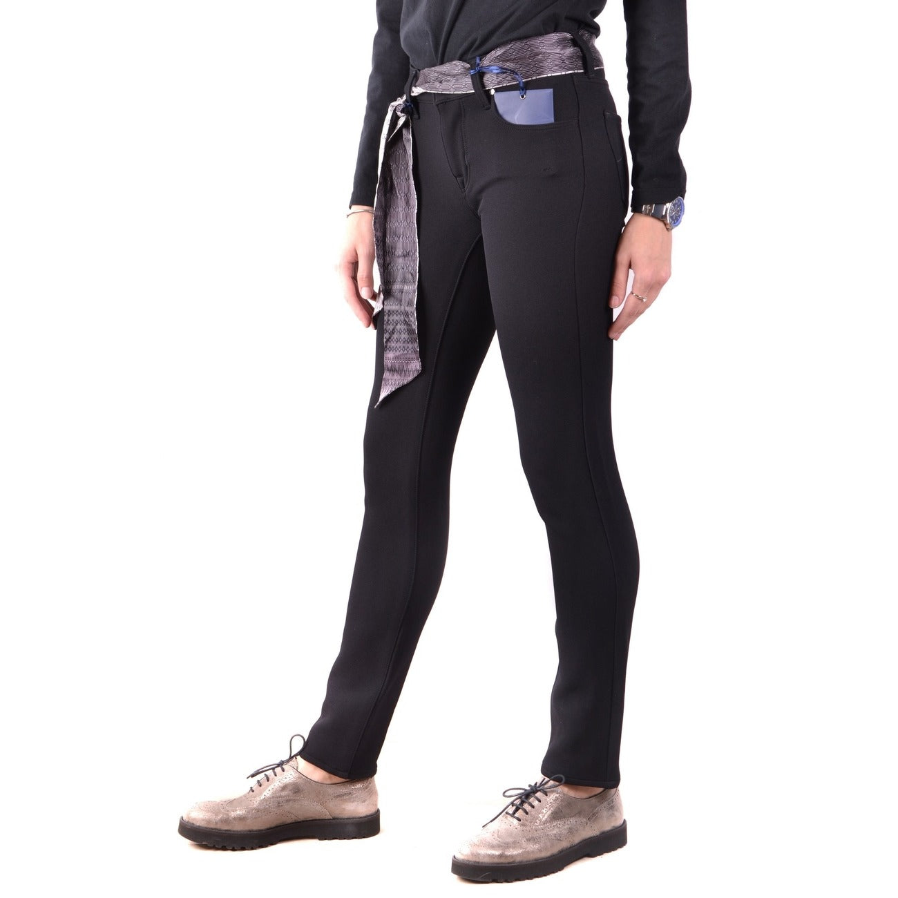 2437695 Jacob Cohen Pantaloni Neri Nylon Elastan Made Italy Donna