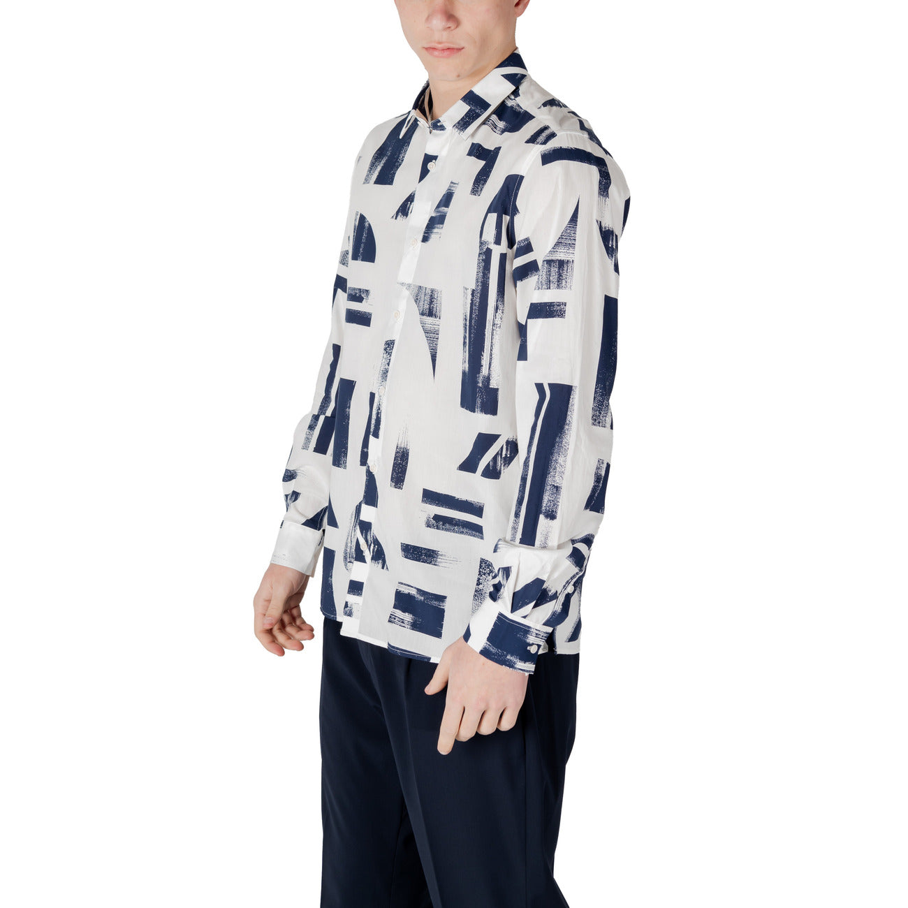 2410419 Antony Morato Camicia Blu Colorata Cotone Viscosa Cappuccio Uomo