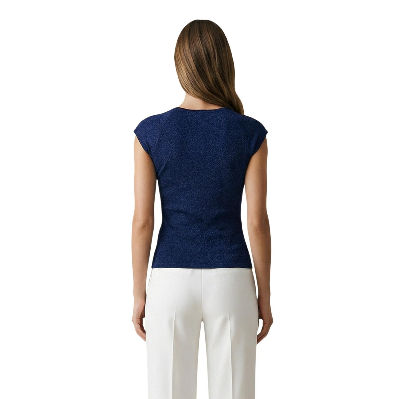 517619 Morgan De Toi Top Blu Smanicato Donna