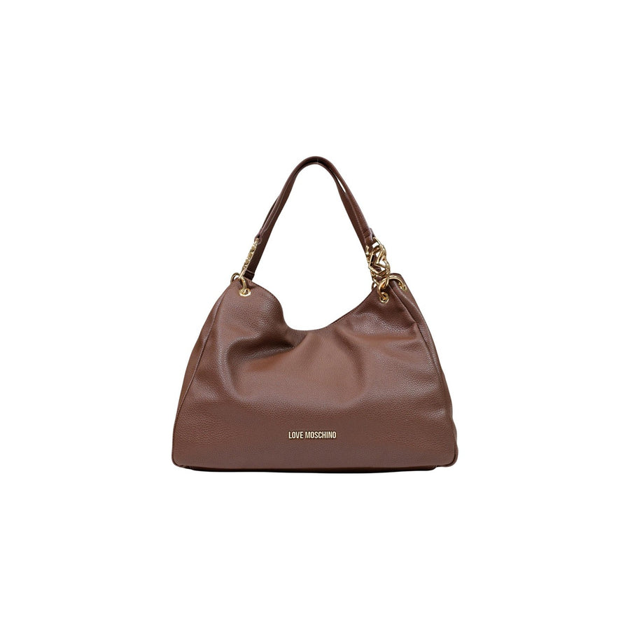 Borsa Hobo Grande con Elementi Manico Heart Shiny Logo Marrone