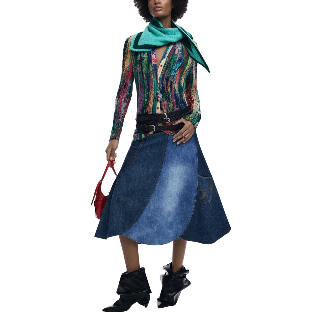 2451271 Desigual Gonna Blu Cotone Cerniera Donna
