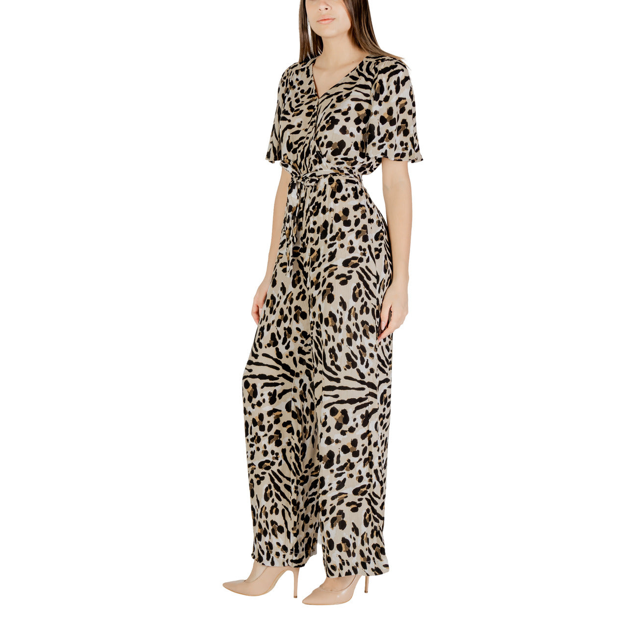486286 Ichi Tuta Beige Fantasia Leopardata Donna