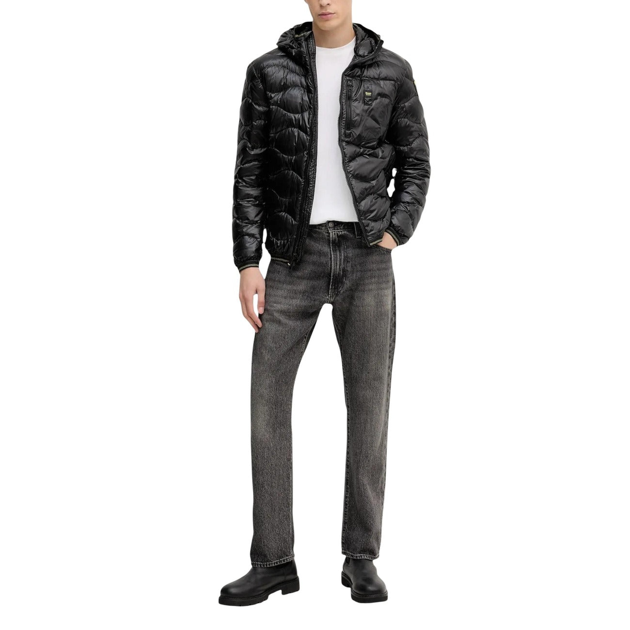 2451989 Blauer Giubbotto Nero Cappuccio Uomo