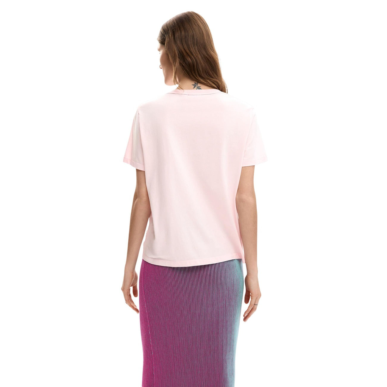 2453015 Desigual T-Shirt Donna Rosa Stampa Cotone