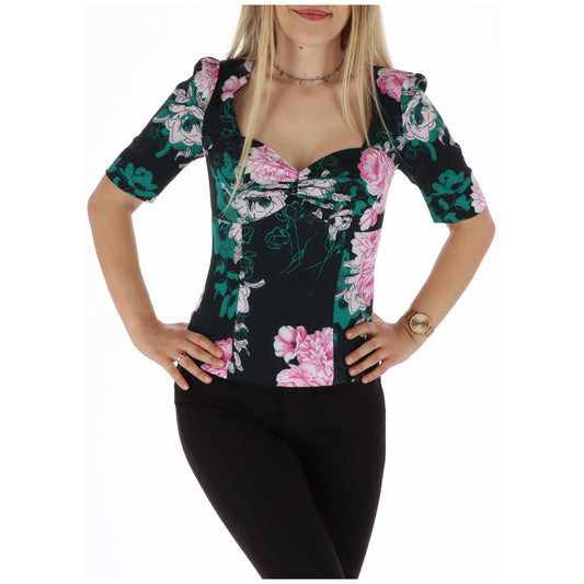 225033 Guess Top Nero Floreale Donna