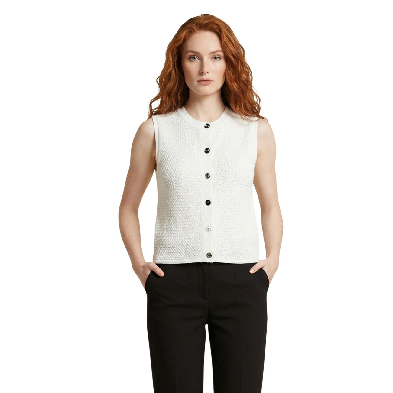 516731 Jacqueline De Yong Gilet Bianco Smanicato Donna