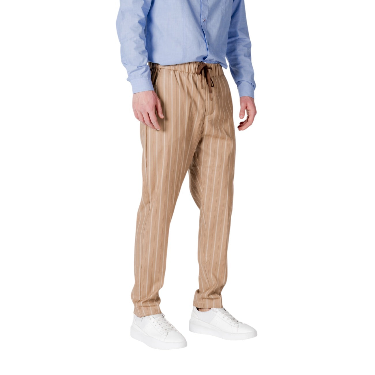 2413611 Gianni Lupo Pantaloni Beige Righe Uomo