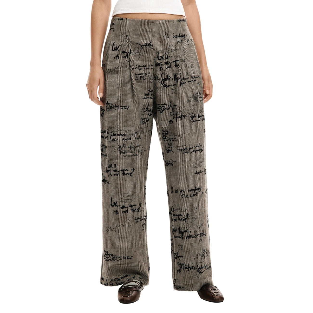 2451444 Desigual Pantaloni Donna Grigi Stampa Poliestere
