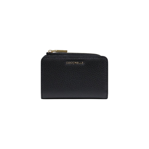 Metallic Soft Compact Wallet Leather Black