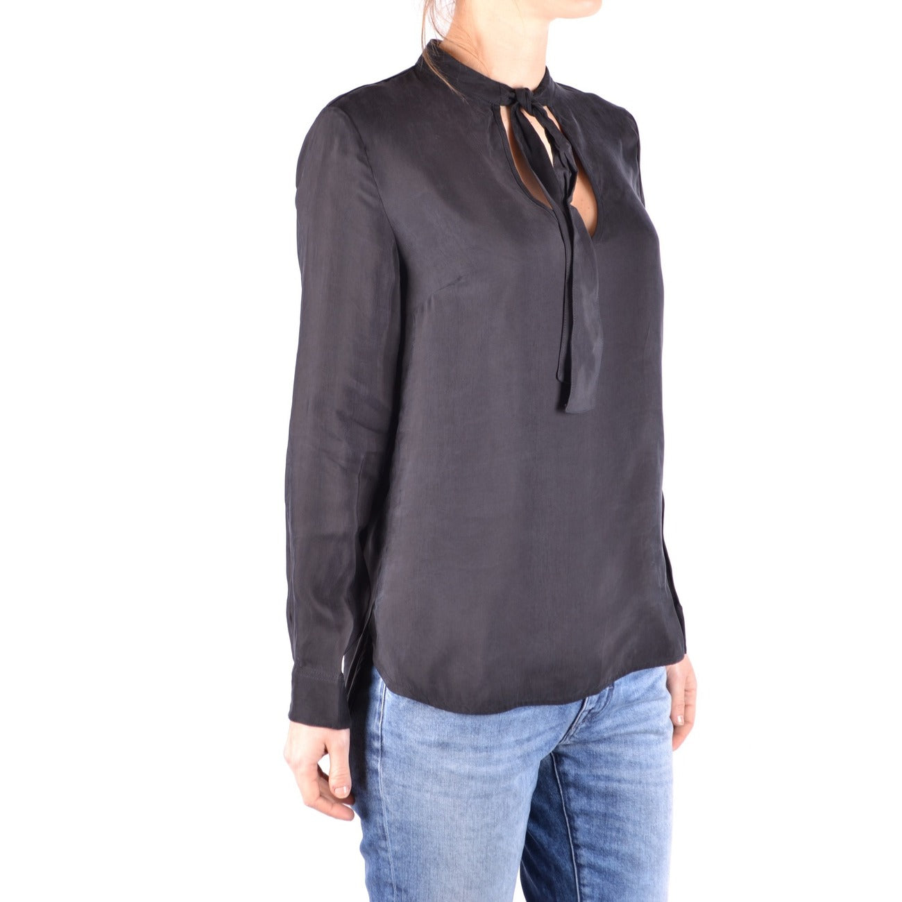 2437709 Jacob Cohen Blusa Nera Viscosa Cupro Lacci Made Italy Donna