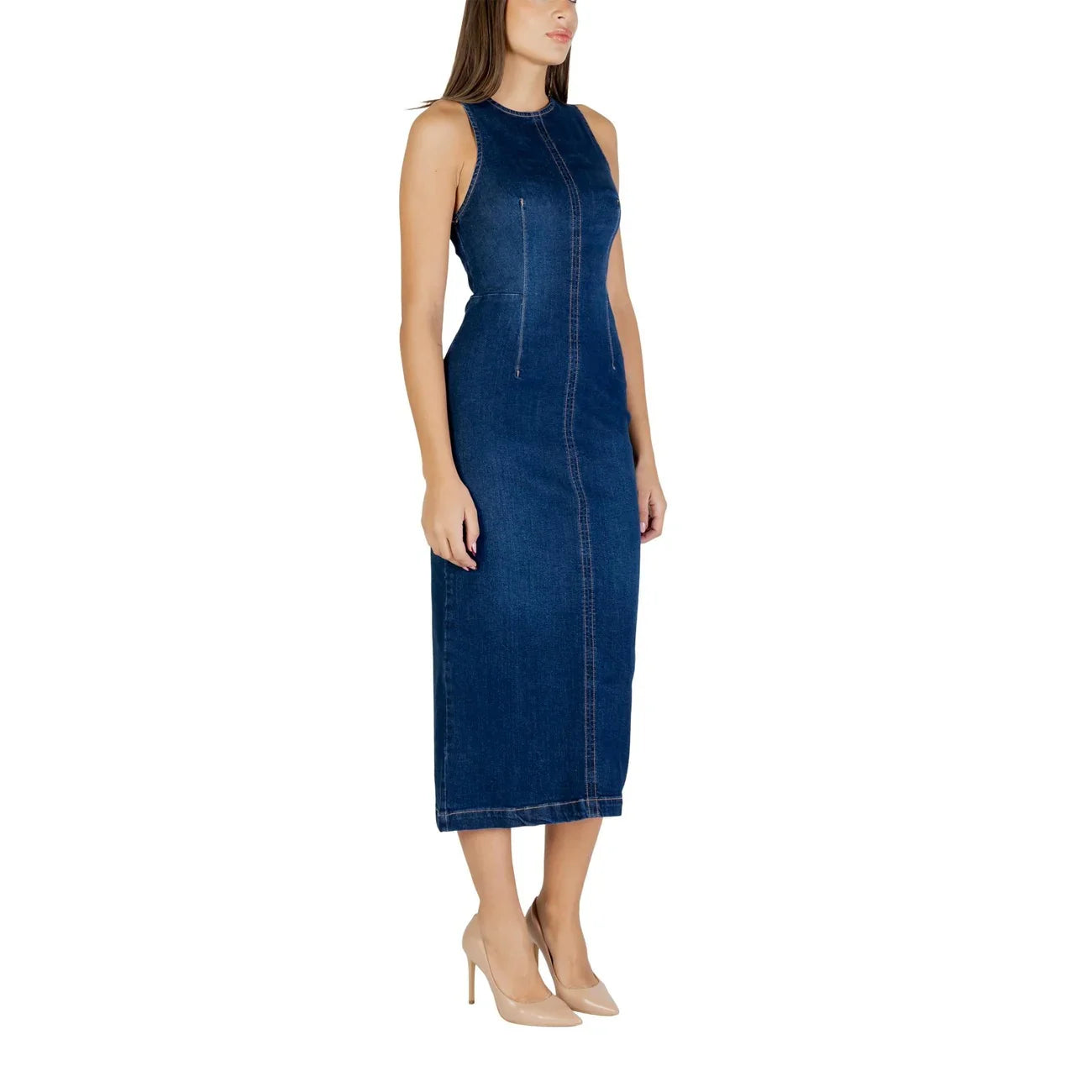 2444395 Colcci Abito Blu Corto Donna Cotone Spalline Cerniera