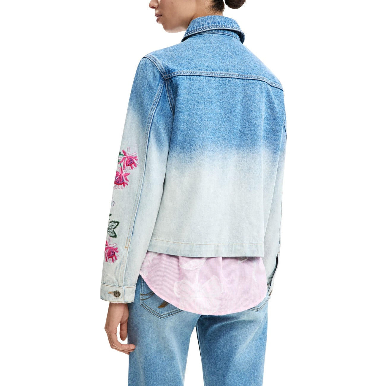 2452932 Desigual Giacca Azzurra Cotone Bottoni Donna