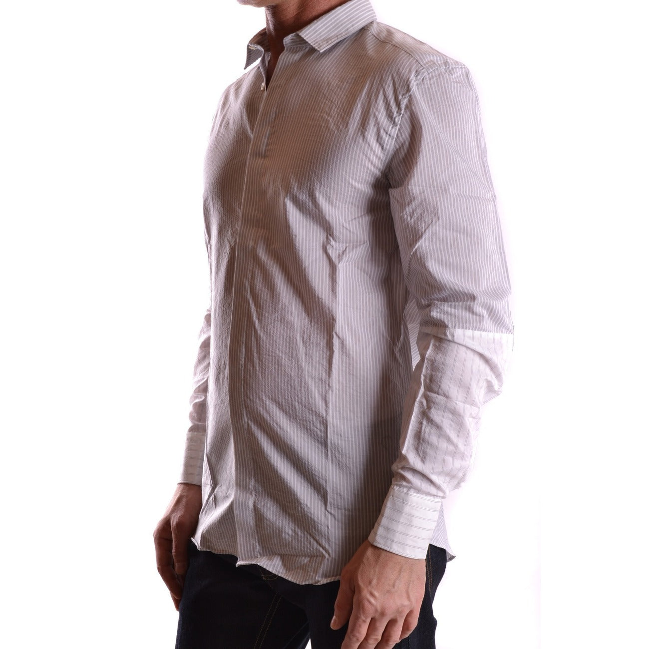 2430820 Neil Barrett Camicia Grigio Righe Cotone Cupro Uomo