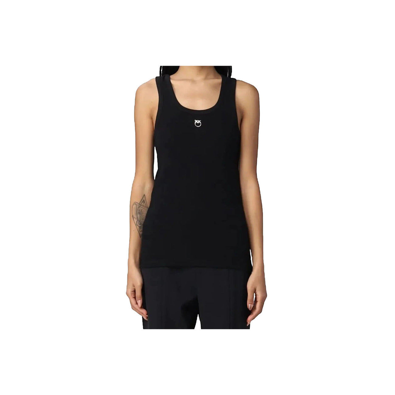 2422978 Pinko Canotta Nera in Cotone con Spalline Donna