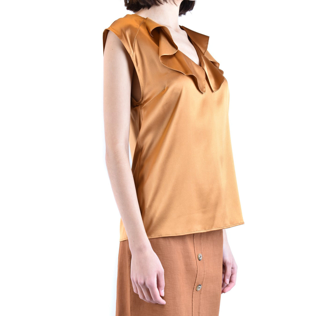 486924 Pinko Canotta Cammello Seta Donna
