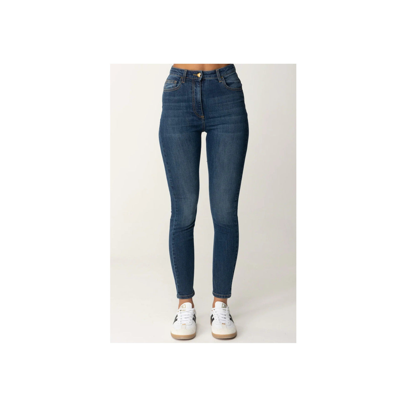 2424965 Elisabetta Franchi Jeans Blu Zip Bottone Tasche Donna