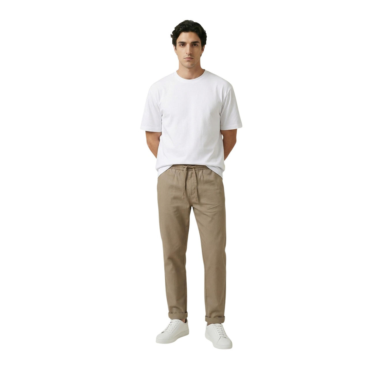 2457515 Gianni Lupo Pantaloni Beige Poliestere Uomo