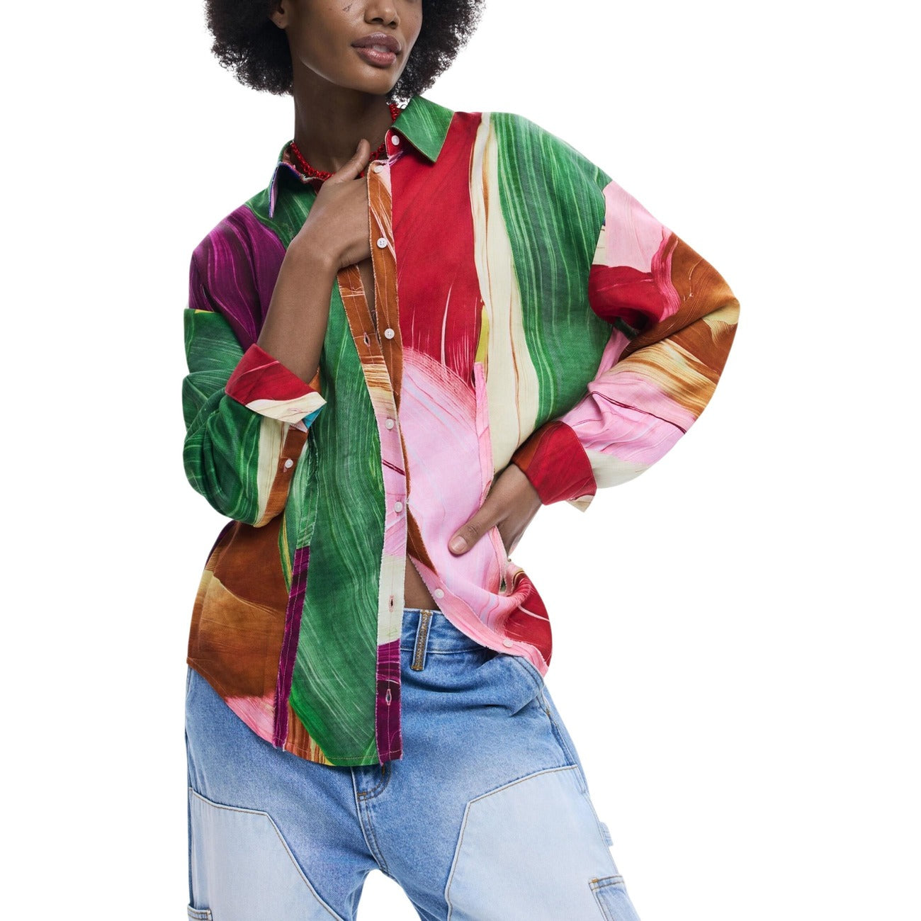 484054 Desigual Camicia Verde Colorata Donna