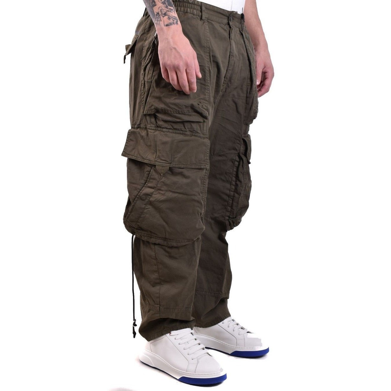 2429370 Dsquared2 Pantaloni Verde Cotone Elastan Uomo