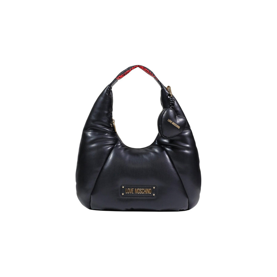 Borsa a Spalla Piumotta Hobo Puffy Logo con Charm Cuore Nero