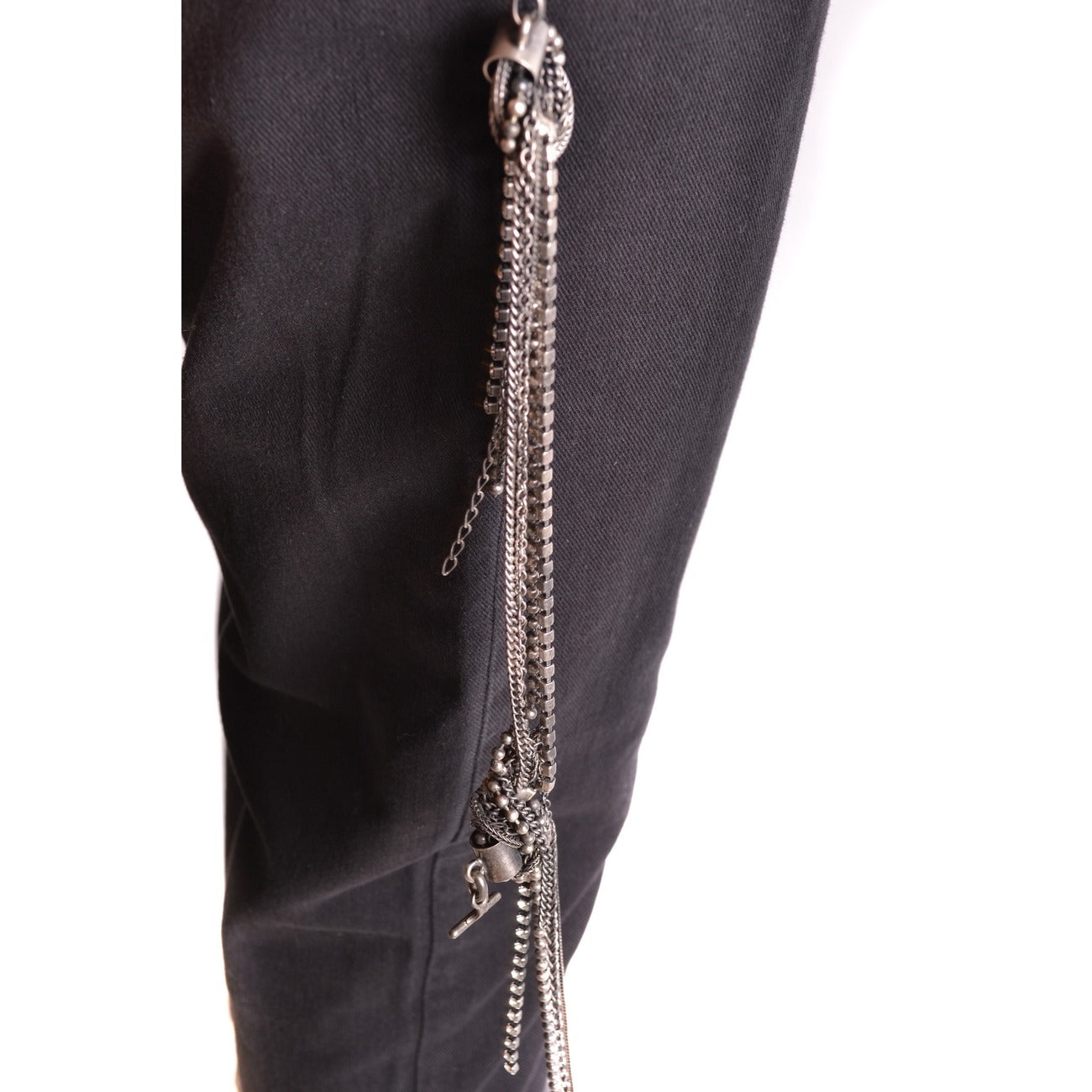 2423039 Elisabetta Franchi Jeans Neri Monocromo Zip Bottone Donna