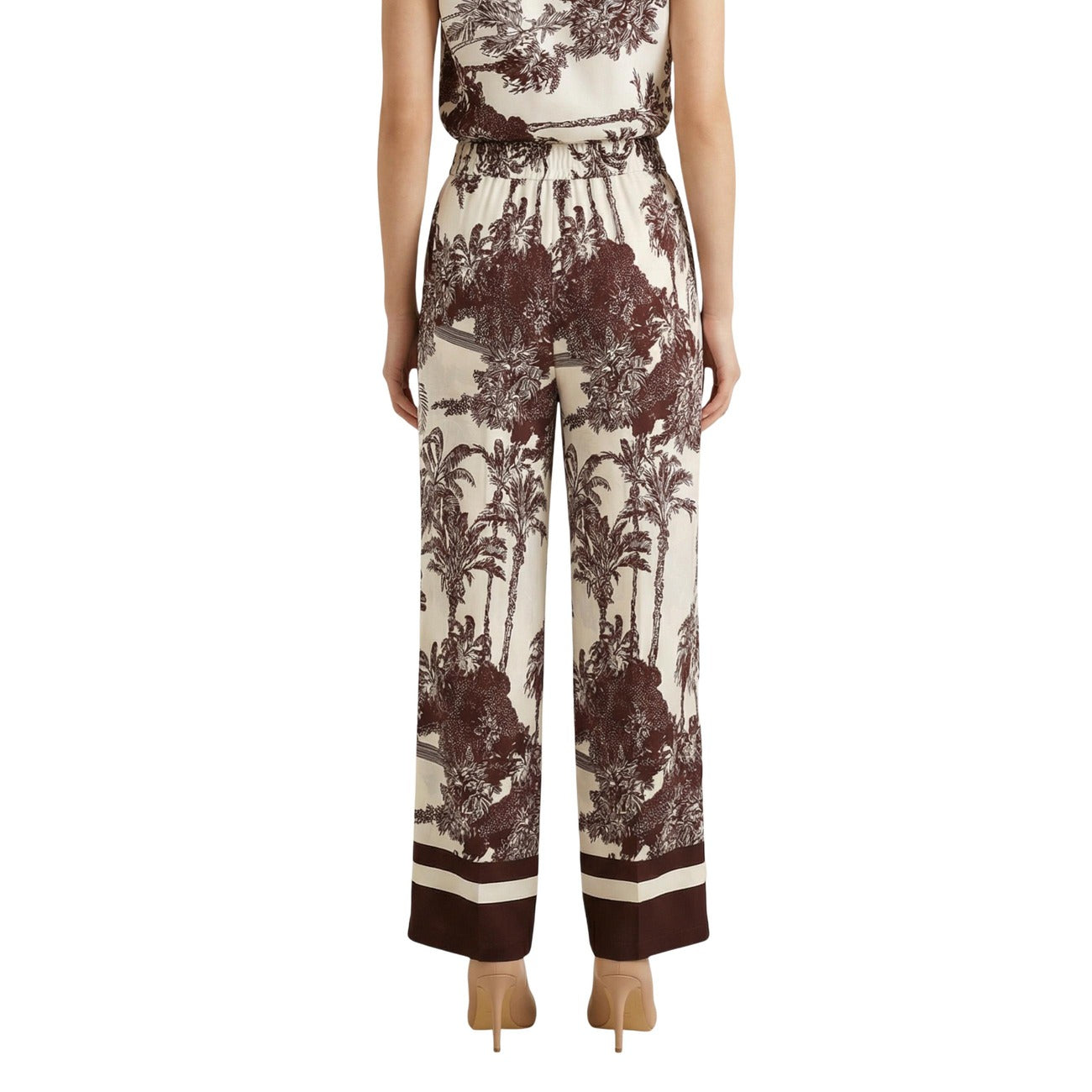 2456149 Artigli Pantaloni Beige Floreale Viscosa Donna