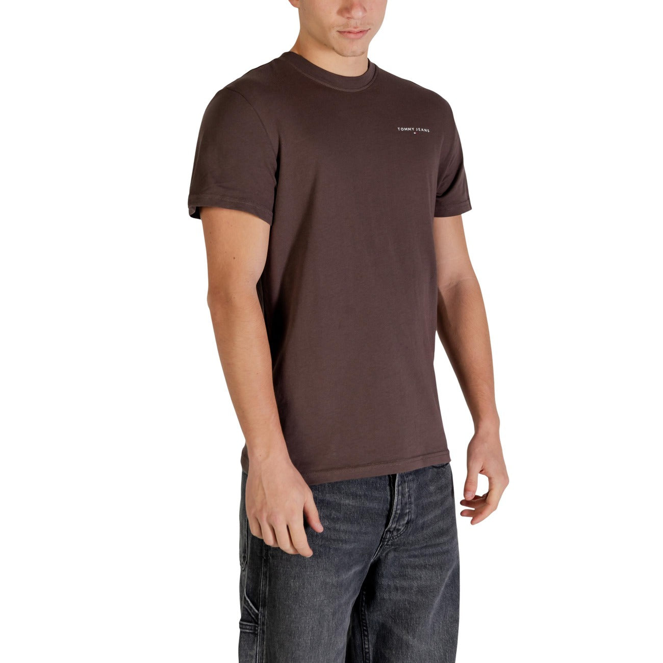 2447255 Tommy Hilfiger Jeans T-shirt Marrone Cotone Organico Uomo