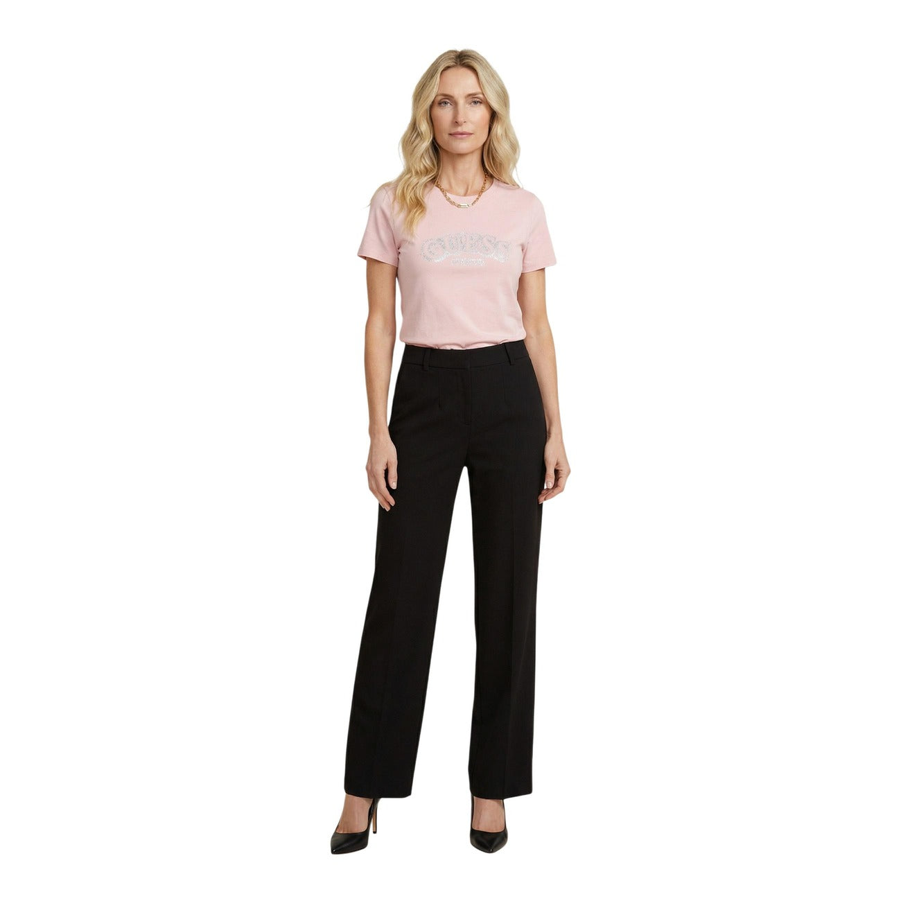 2453462 Guess T-Shirt Rosa Stampa Viscosa Donna