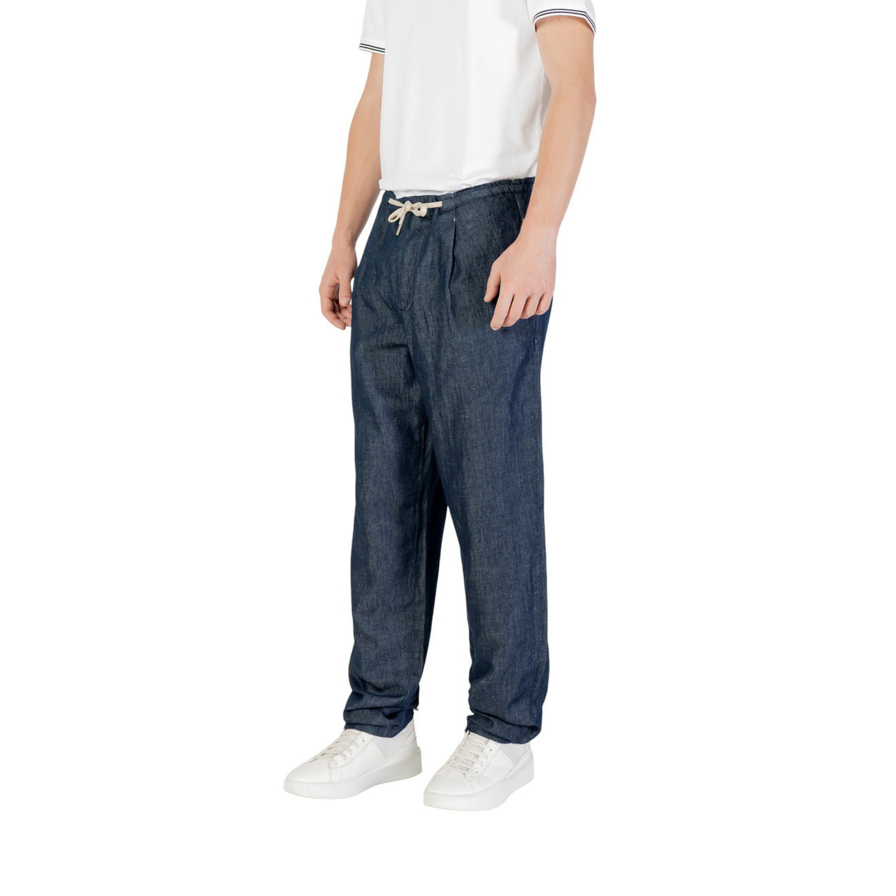 2422275 Replay Pantaloni Blu Cotone Lino Uomo