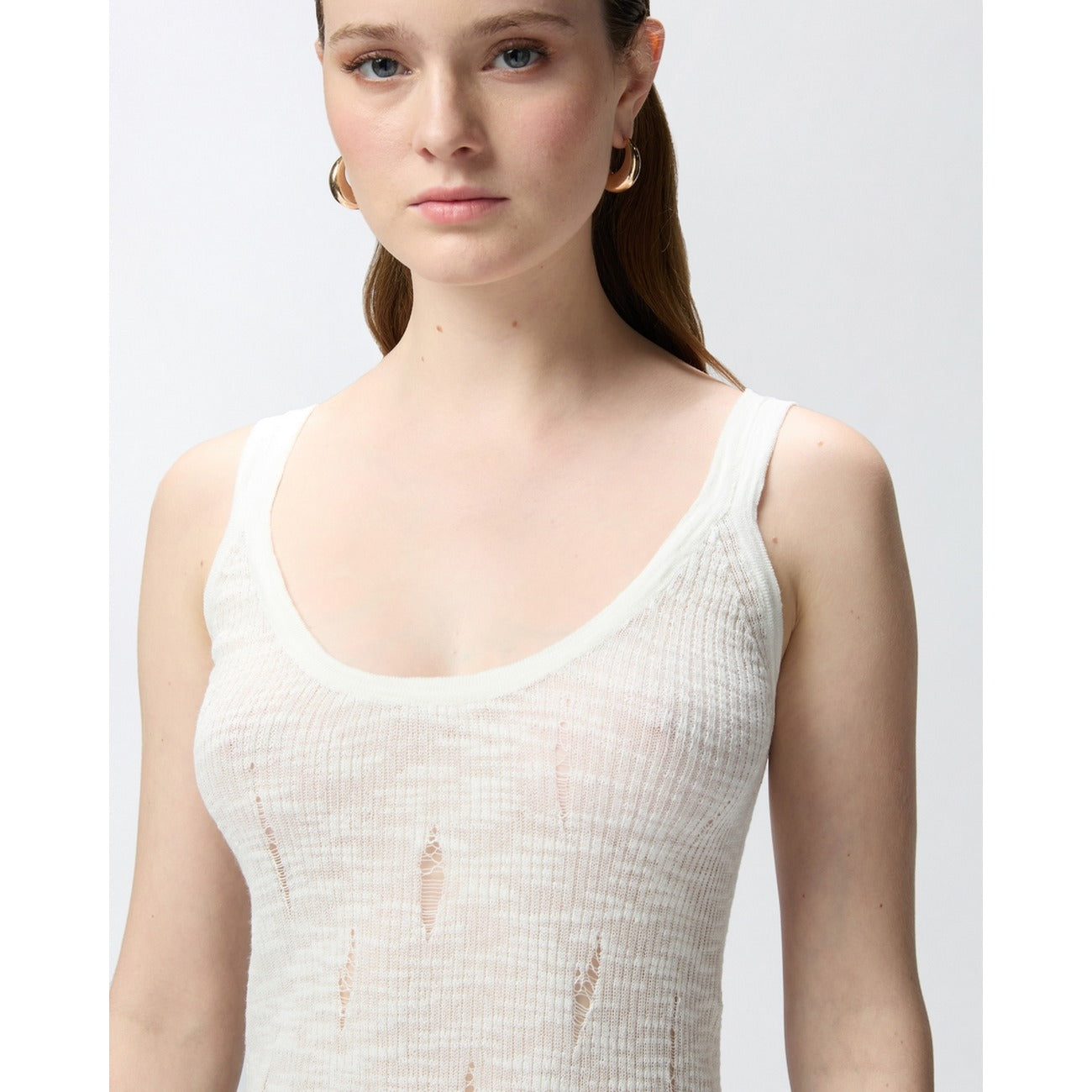 2443119 Pinko Canotta Bianca Cotone Spalline Donna