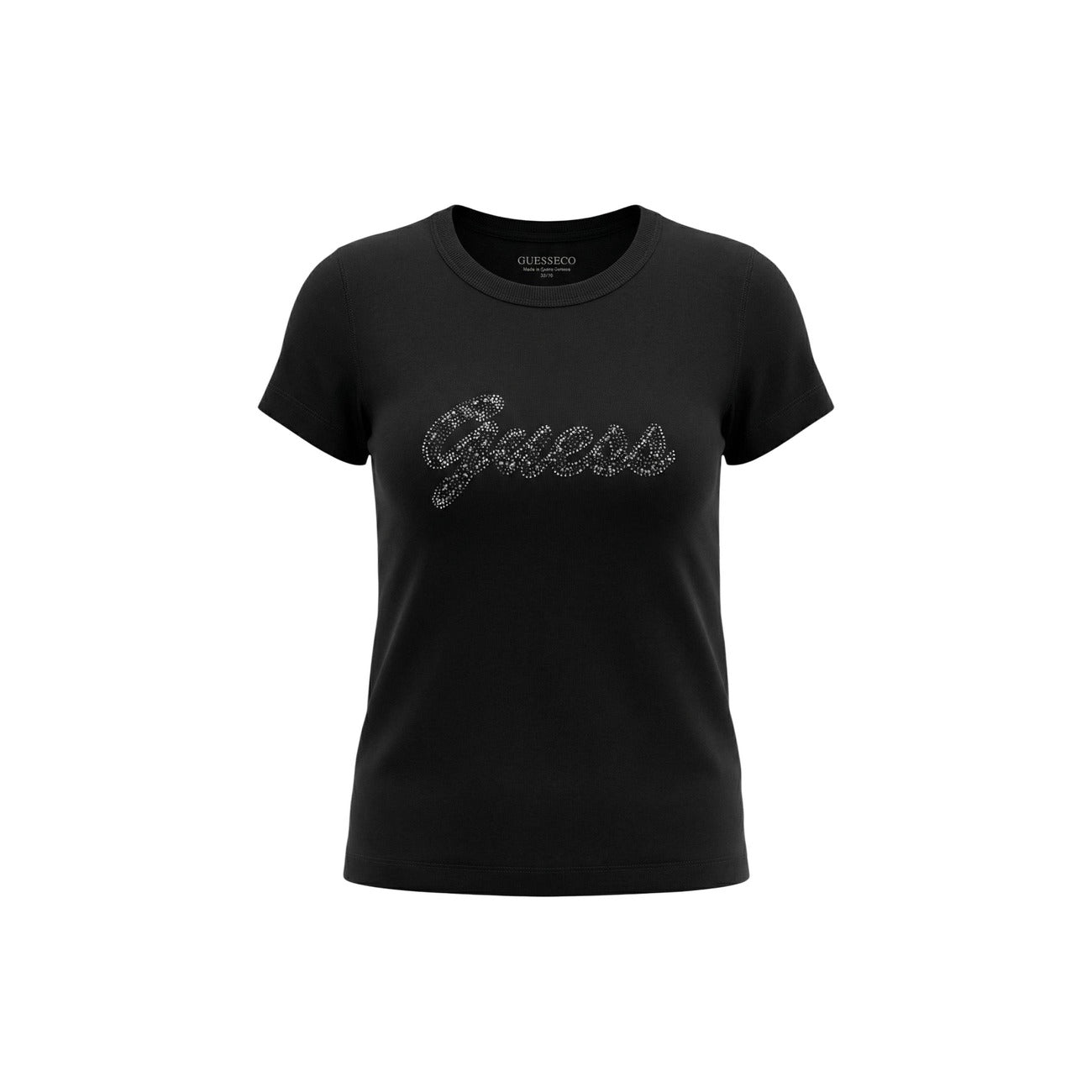2453348 Guess T-Shirt Nera Cotone Donna