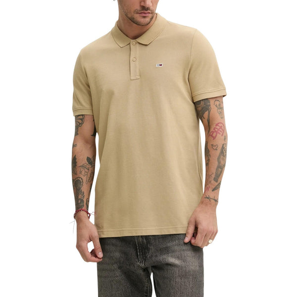 T-shirt Beige Bottoni Colletto Uomo