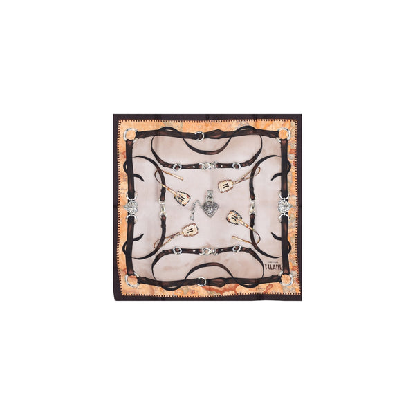 Alviero Martini 1A Classe Foulard in Seta Geo Equestrian Heart Testa di Moro