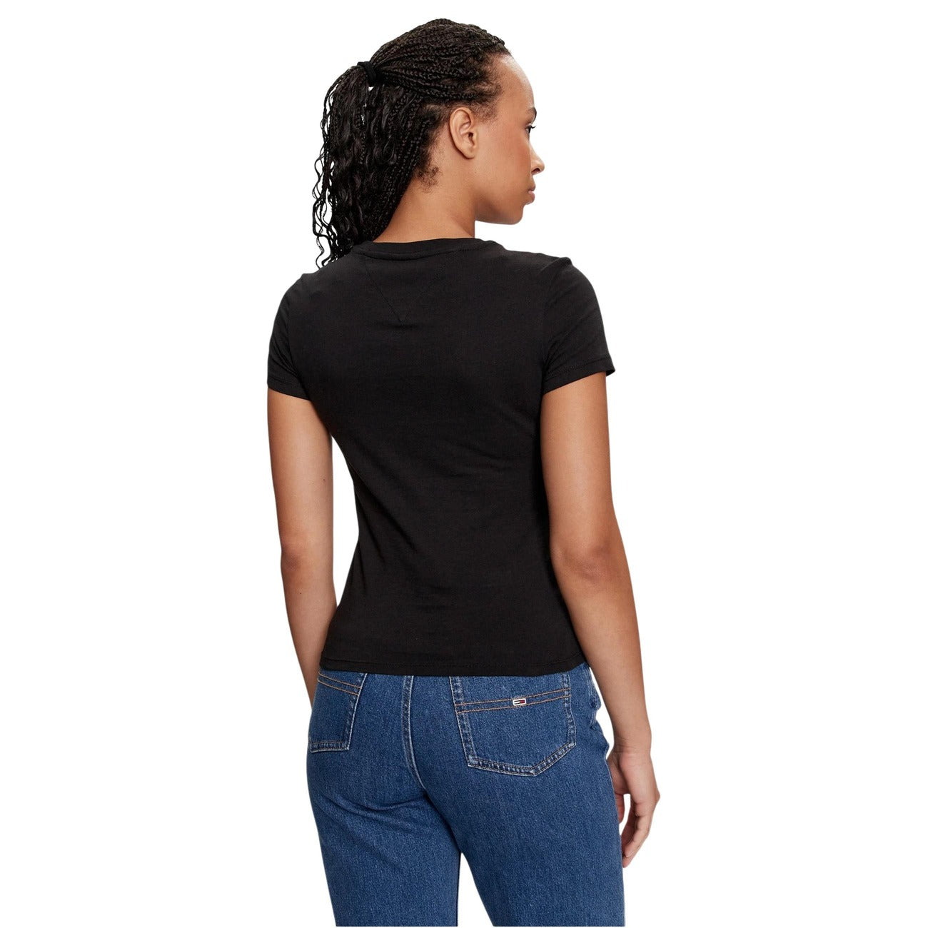 2457430 Tommy Hilfiger Jeans T-Shirt Nera 100% Cotone Donna