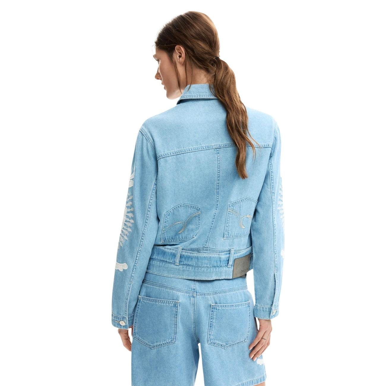 2454643 Desigual Giacca Donna Azzurra Stampa Cotone
