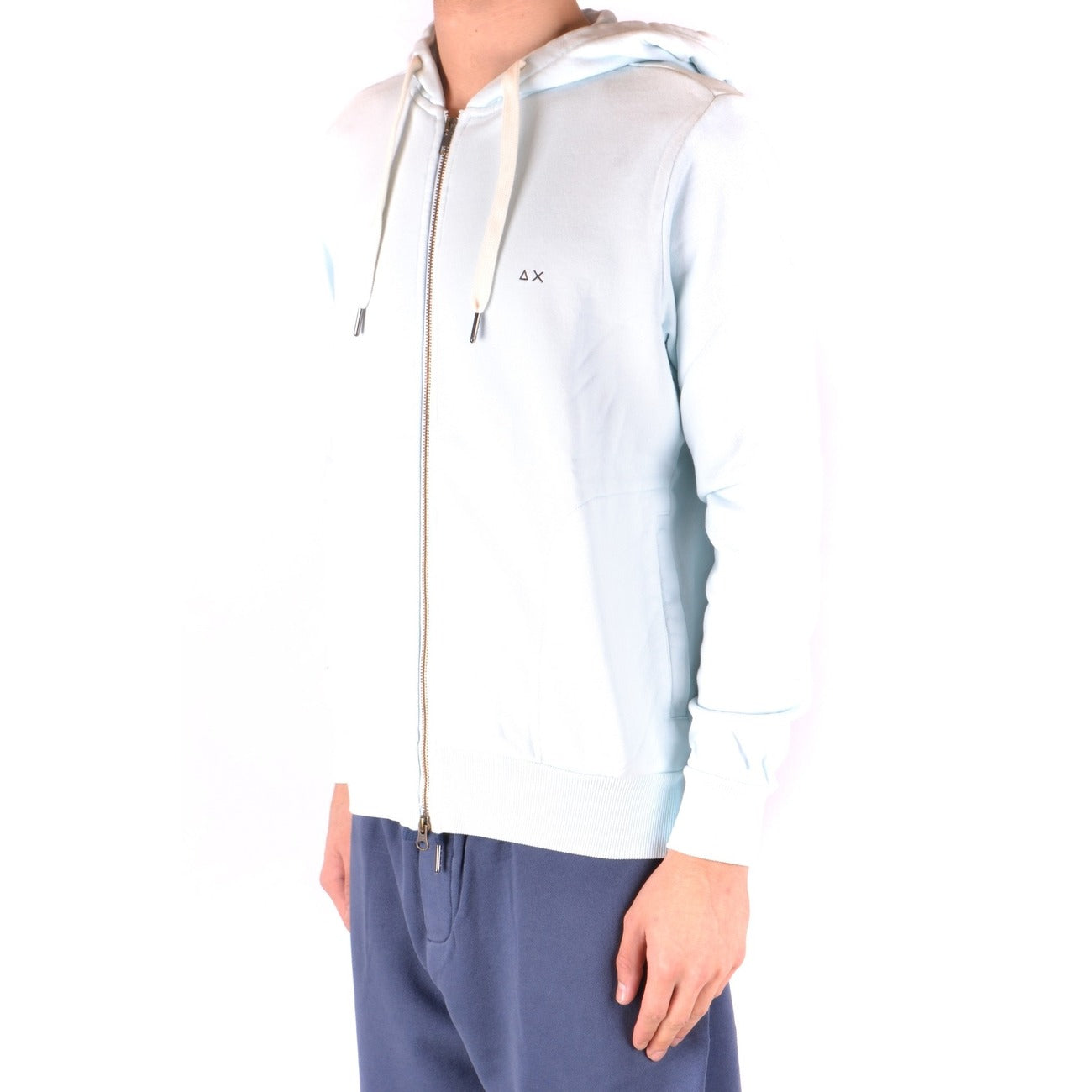 2439904 Sun68 Felpa Blu Cappuccio Cerniera Uomo