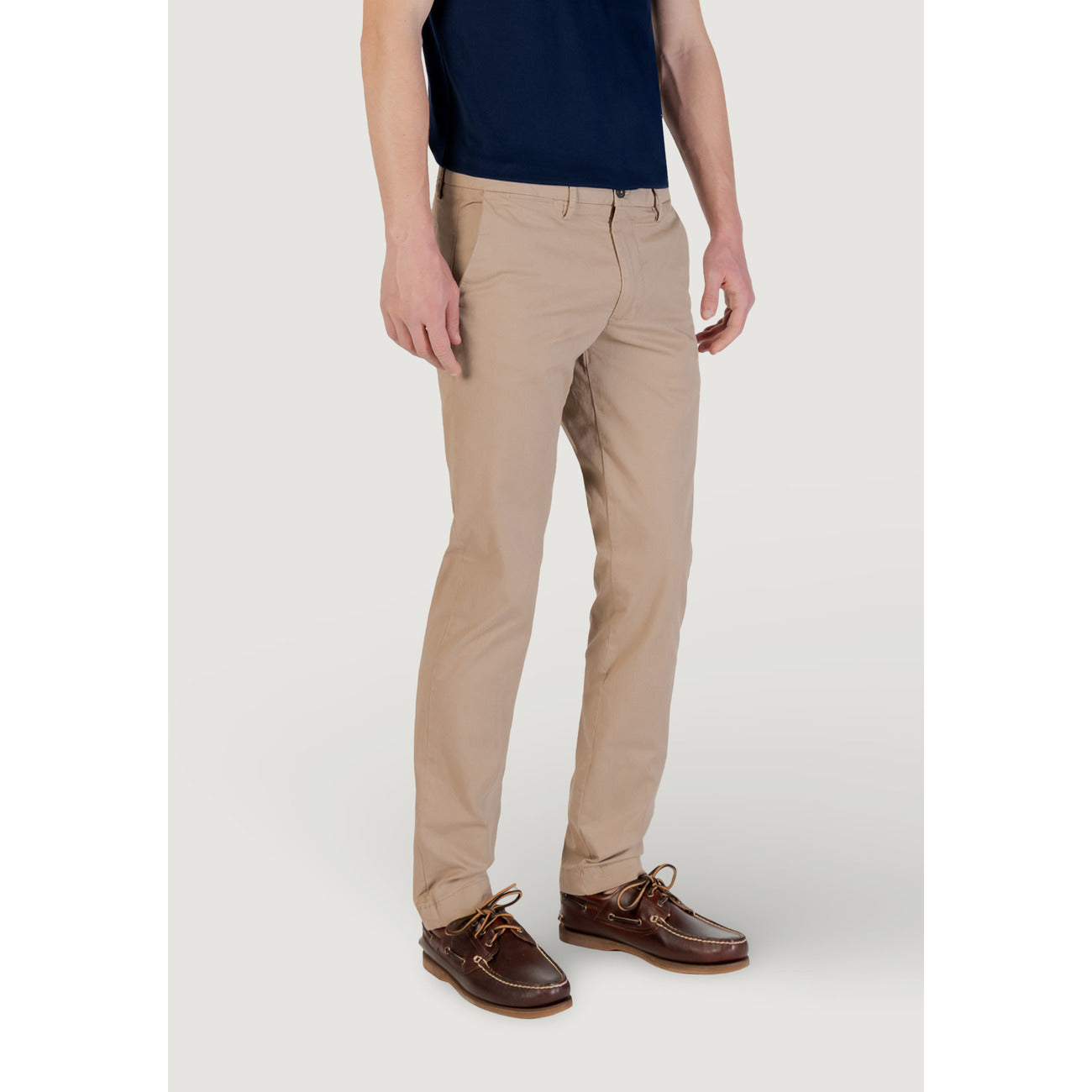 2421598 Borghese Pantaloni Beige Monocromo Cotone Elastan Uomo