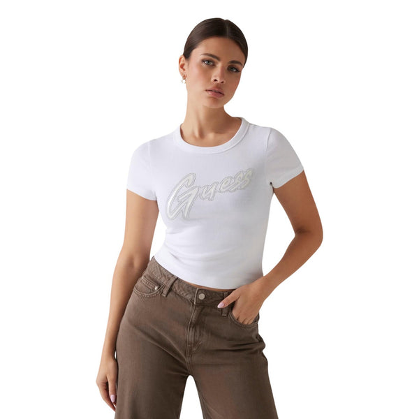 Ribbed Script Logo Tee T-Shirt Donna