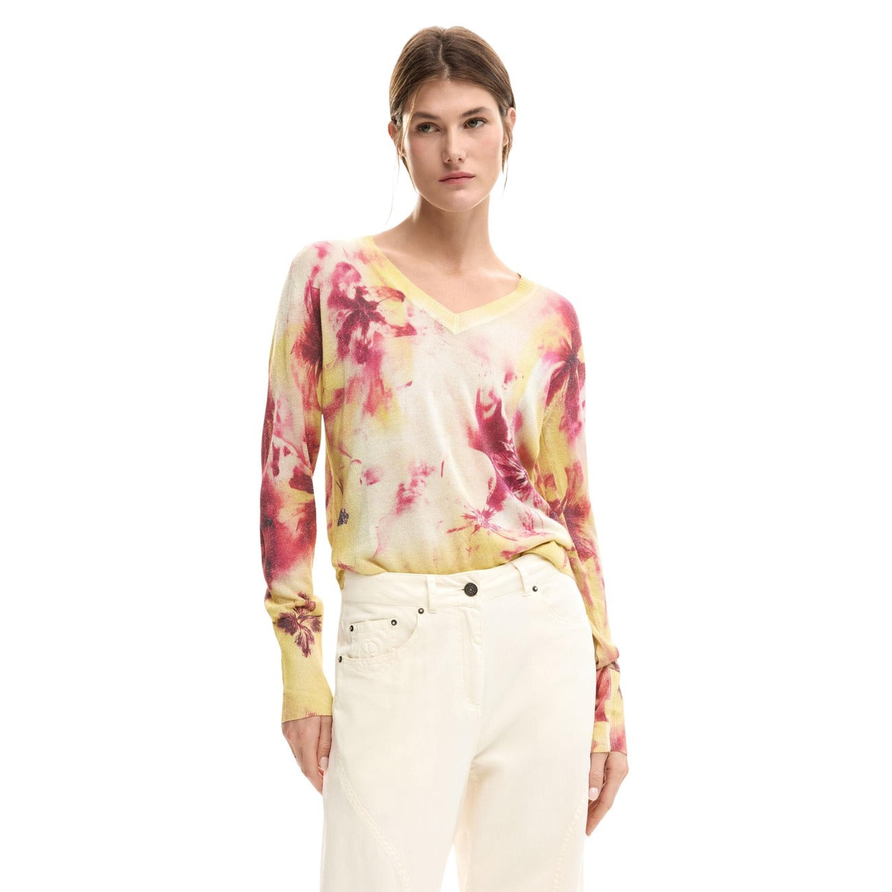 2453023 Desigual Maglia Donna Rosa Floreale Viscosa