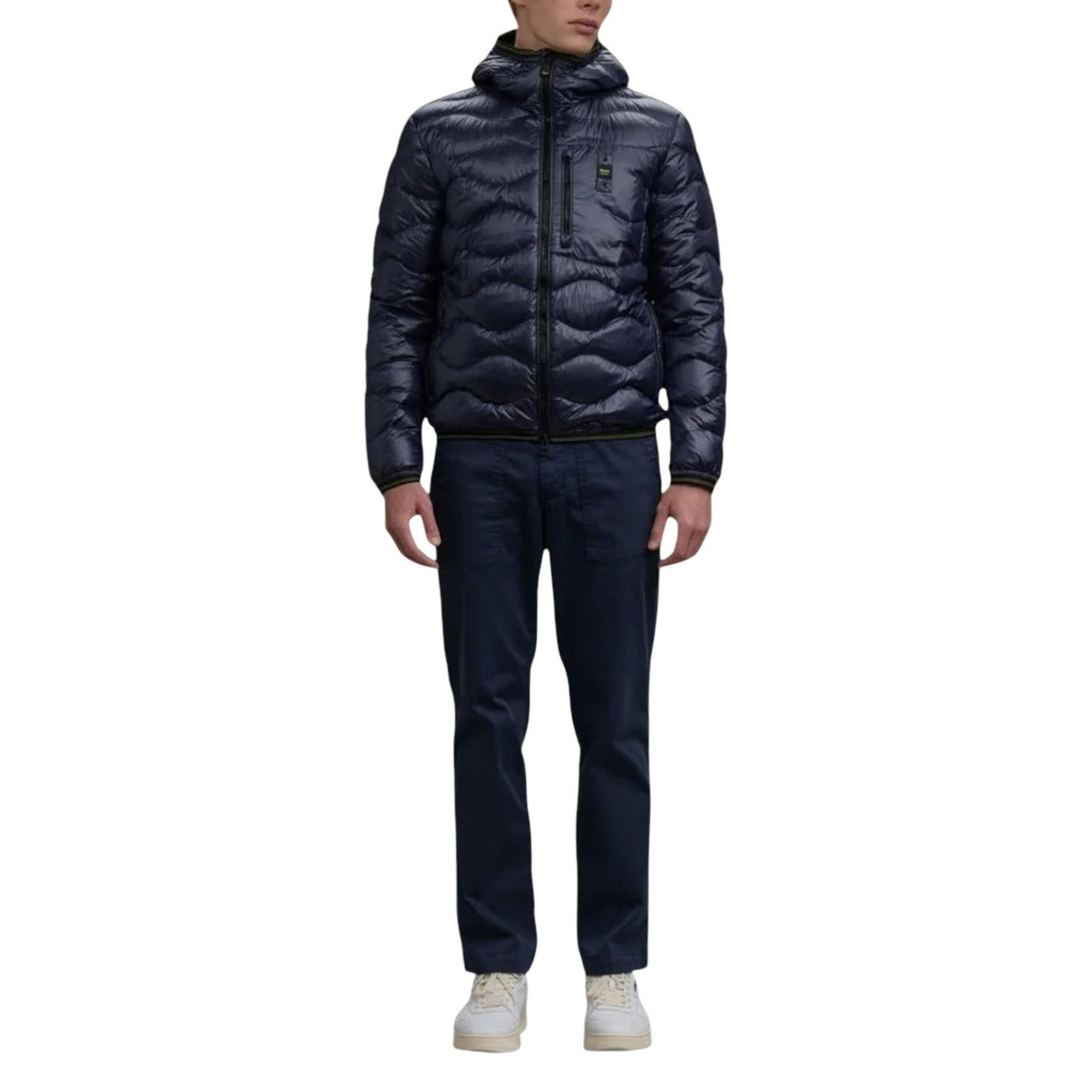 2451917 Blauer Giubbotto Blu Cappuccio Uomo